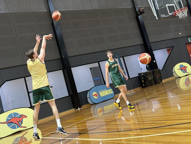 Nick Kay and Emmett Adair go through their paces at Boomers practice.