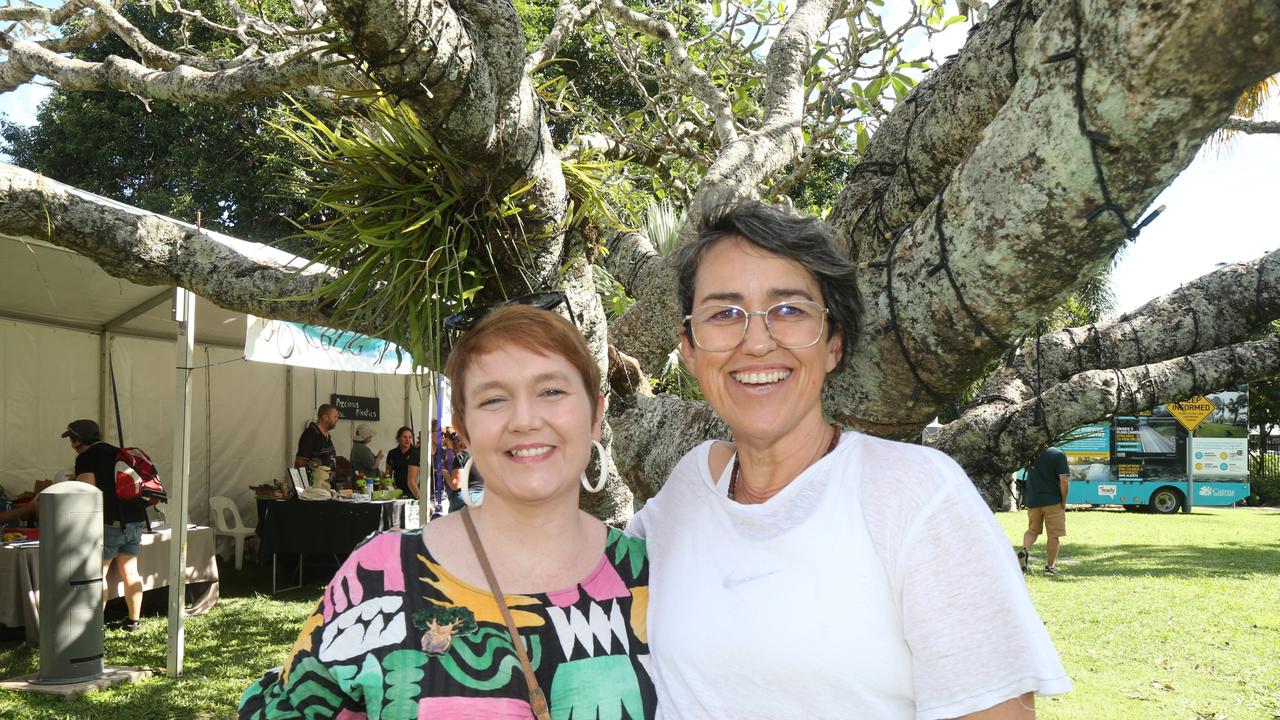 Jacinta Perry and Irene Portelli enjoy the day at Cairns Ecofiesta, 2024. Photo: Catherine Duffy