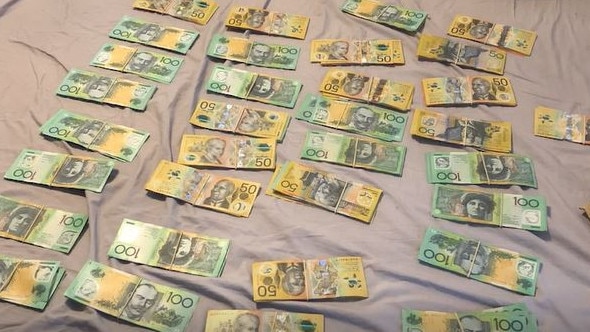 Some of the cash found. Photo: Queensland Police