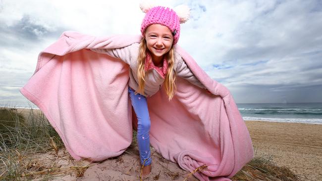 Zali Ledek, 6 rugs up on the Gold Coast for the cold weather that's about to hit. Picture: Adam Head