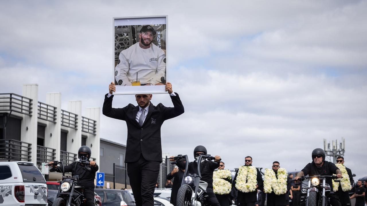 Mourners gather to farewell Sam Abdulrahim at Epping Mosque in Melbourne before his burial at Northern Memorial Park.