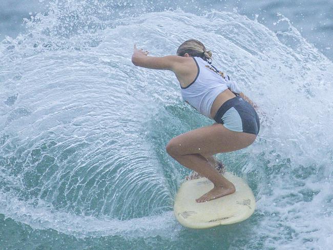 Early Saturday heats of The Burleigh Heads Boardriders Single Fin Festival. Picture: Glenn Campbell