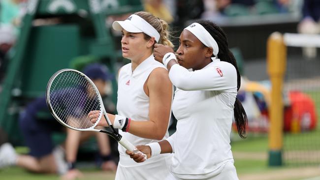 Coco Gauff (right) has been forced to withdraw from the Tokyo Olympics. Picture: Clive Brunskill/Getty Images