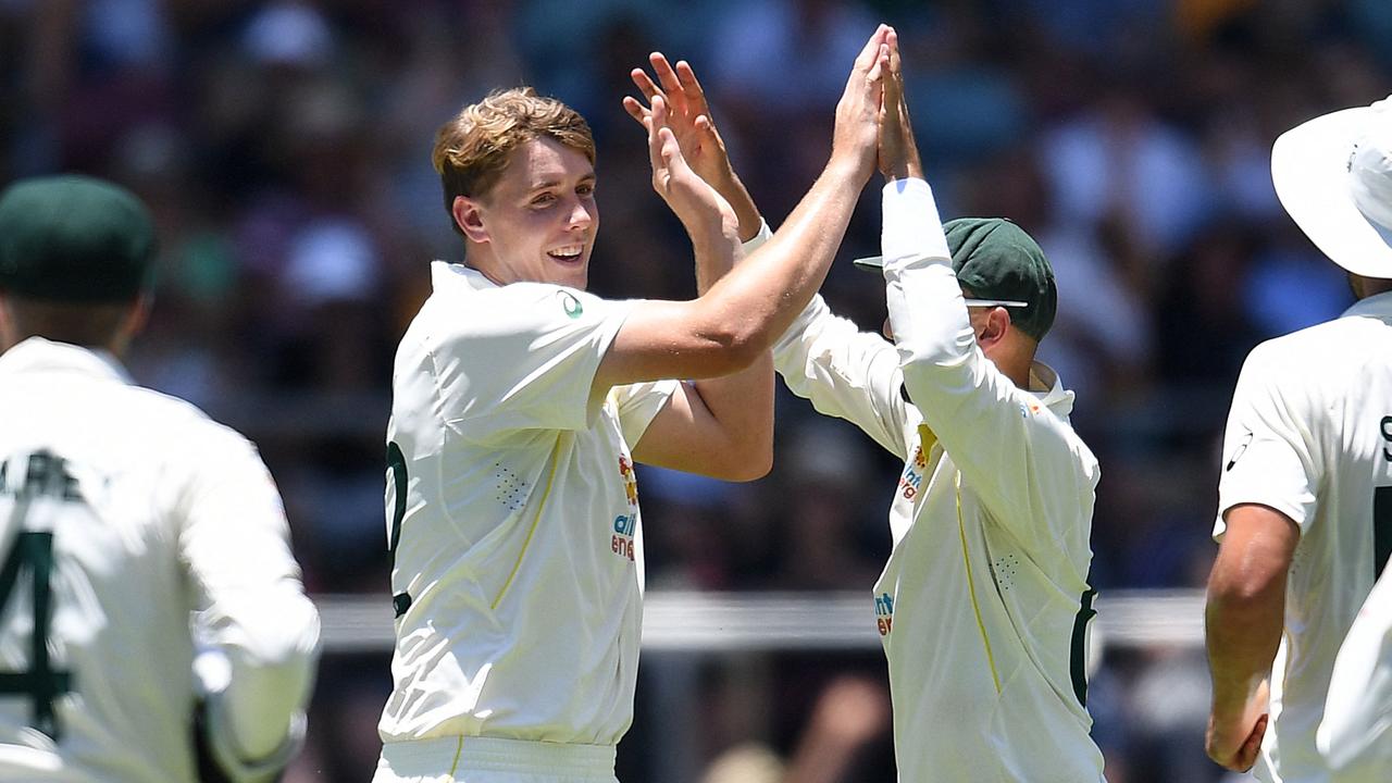 Cameron Green celebrates a wicket on the fourth day. Picture: AFP Images