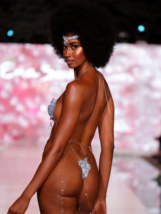 Introducing the ‘rosette bikini’ – an extreme take on a wardrobe classic. Picture: Thomas Concordia/Getty Images