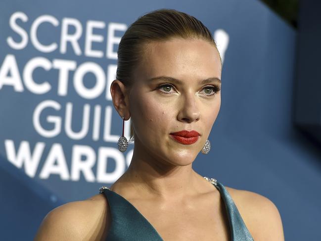 Scarlett Johansson arrives at the 26th annual Screen Actors Guild Awards at the Shrine Auditorium & Expo Hall on Sunday, Jan. 19, 2020, in Los Angeles. (Photo by Jordan Strauss/Invision/AP)