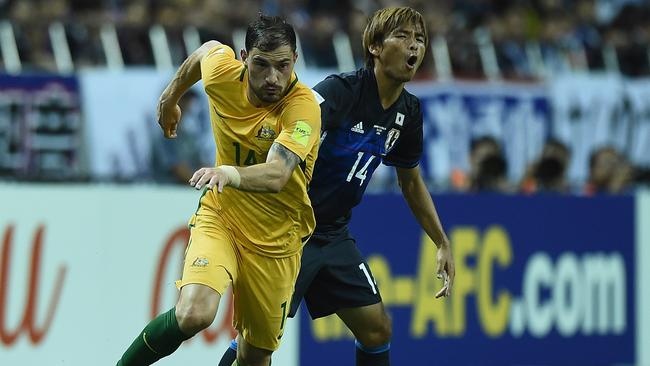 James Troisi in action for Australia against Japan on Thursday night.