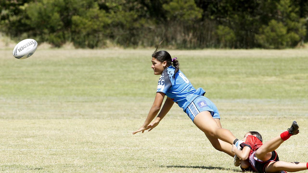 Amirah Smith from Maori Ma. U16 Girls Maori Ma v Tonga. Harmony Nines Rugby League. Picture: John Appleyard