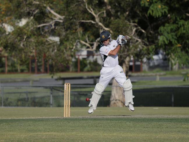 Kookaburra Cup cricket between Queens and Helensvale Pacific Pines. Helensvale's Paul Baird. Picture: Jodie Henderson