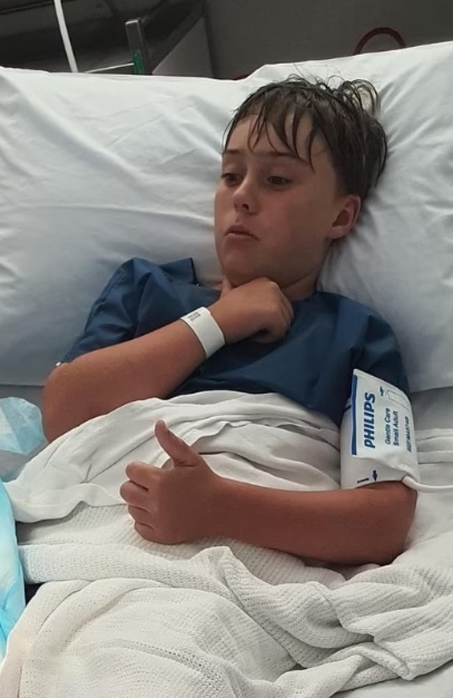 James Sweetman, 12, was taking a surfing lesson at a popular WA beach when he was bitten by a shark.