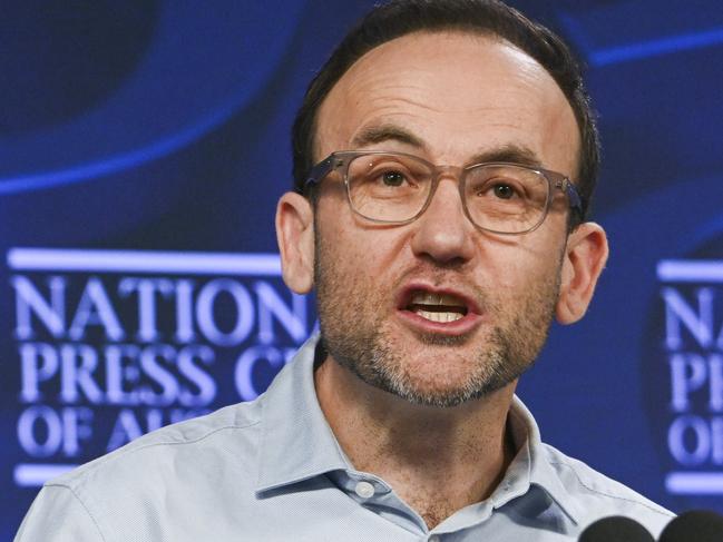 CANBERRA, Australia - NewsWire Photos - August 28, 2024: Adam Bandt, Australian Greens Leader addresses the National Press Club of Australia in Canberra on "The Greens' plan to take on corporate greed and build a better life for all of us". Picture: NewsWire / Martin Ollman