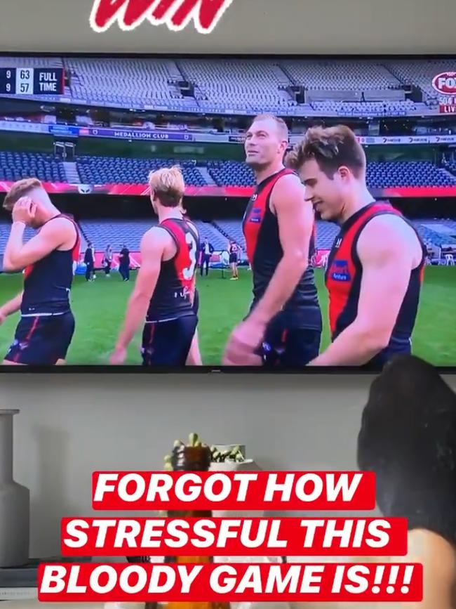 Valance was forced to watch Essendon’s clash from home.