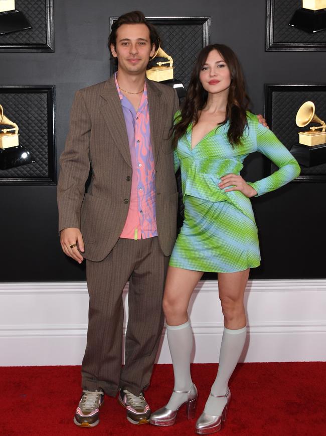 Paige Elkington and Harley "Flume" Streten at this year’s Grammy Awards. Picture: AFP