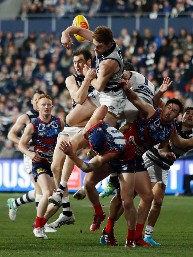 He couldn’t quite complete the screamer, though. Picture: AFL Photos/Getty Images