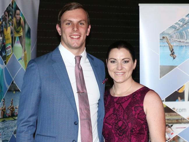 Kyle Chalmers and Anna Meares at the 2016 SASI Awards. Pic Keturah de Klerk