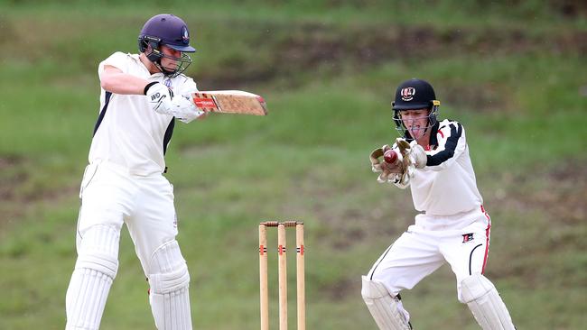 Hugo Burdon caught behind by Toby Snell in GPS cricket. Photo by Richard Gosling