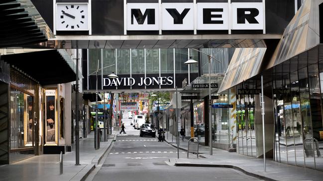 Melbournes CBD has been largely deserted since workers were ordered to work from home. Picture: NCA NewsWire / David Geraghty