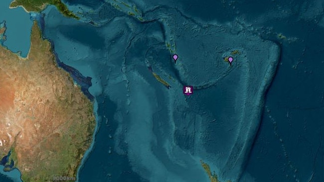 A magnitude 7.6 earthquake struck near the Southeast of Loyalty Islands sparking a tsunami warning for Lord Howe Island. Picture: tsunami.gov