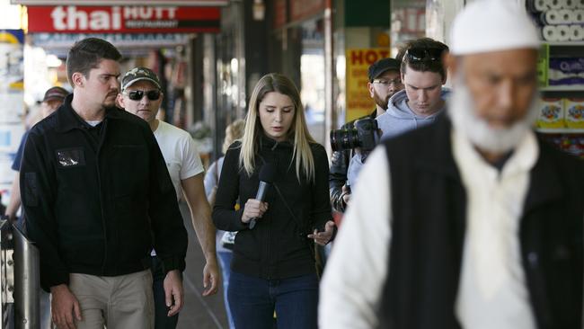 Lauren Southern was filming in Sydney’s west today. Picture: Tim Pascoe