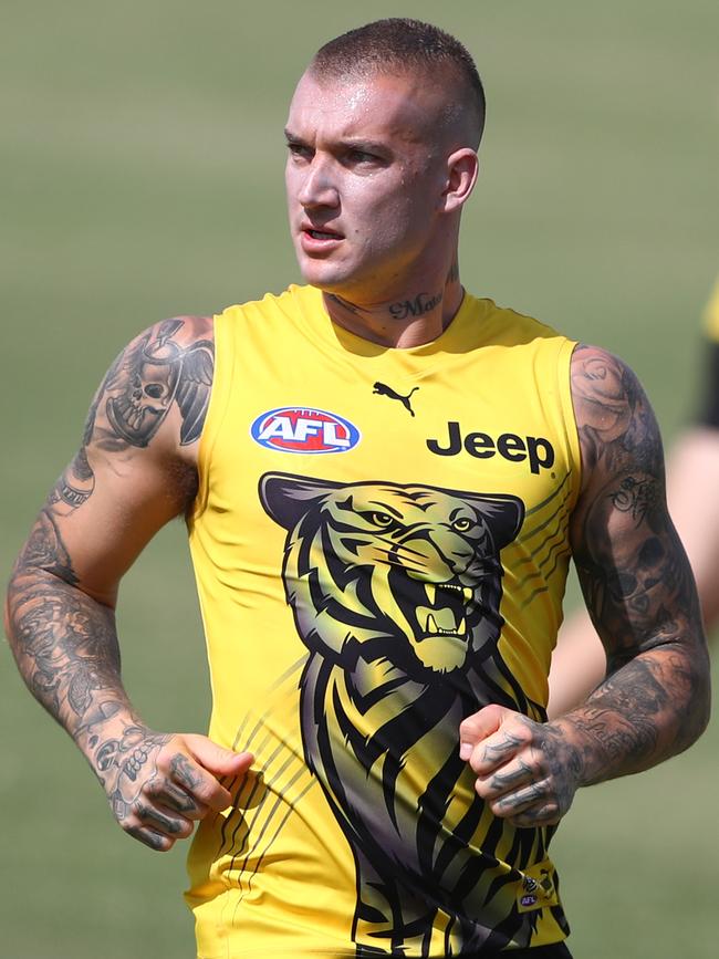 Tigers superstar Dustin Martin hits the track.