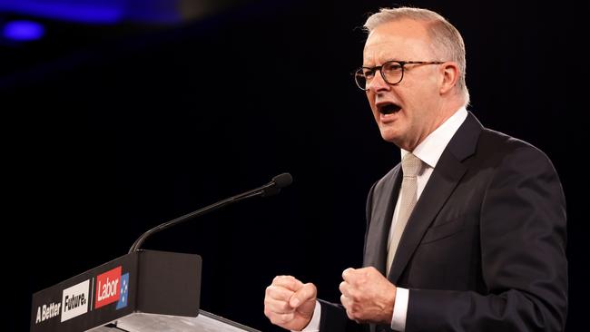 Federal Opposition leader Anthony Albanese speaks at the Labor Party election campaign launch in Perth on Sunday. Picture: Getty Images