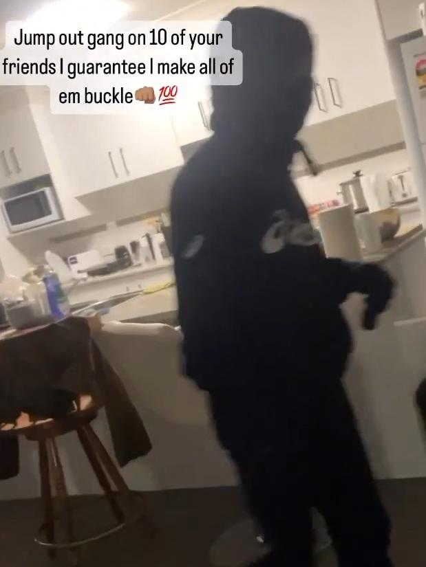 Screenshots of post and boast crime videos posted by young people on social media Meta, TikTok, bush crime. Kids creeping around in a house they have broken into. Photo: Instagram