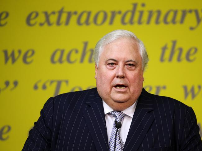 Clive Palmer speaking at a press conference about Queensland nickel. Pics Tara Croser.