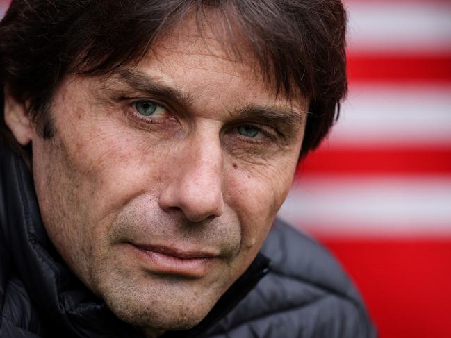 Tottenham Hotspur's Italian head coach Antonio Conte reacts during the English Premier League football match between Southampton and Tottenham Hotspur at St Mary's Stadium in Southampton, southern England on March 18, 2023. (Photo by Adrian DENNIS / AFP) / RESTRICTED TO EDITORIAL USE. No use with unauthorized audio, video, data, fixture lists, club/league logos or 'live' services. Online in-match use limited to 120 images. An additional 40 images may be used in extra time. No video emulation. Social media in-match use limited to 120 images. An additional 40 images may be used in extra time. No use in betting publications, games or single club/league/player publications. /