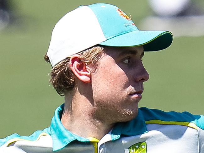 ADELAIDE, AUSTRALIA - DECEMBER 15: Cameron green of Australia fields during an Australian nets session at Adelaide Oval on December 15, 2020 in Adelaide, Australia. (Photo by Daniel Kalisz/Getty Images)