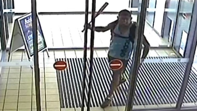 CCTV captured Davidson entering the Albion Park Aldi store with a baseball bat in January 2017.