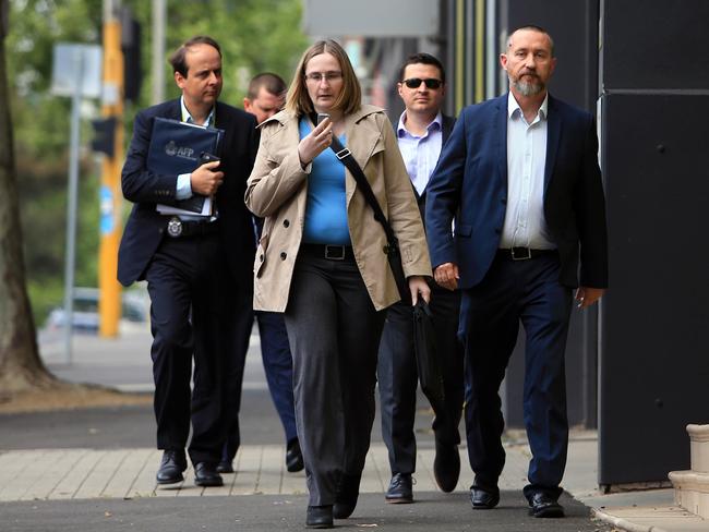 Australian Federal Police officers raid the offices of the AWU on Spencer St, Melbourne. Picture: Aaron Francis/The Australian