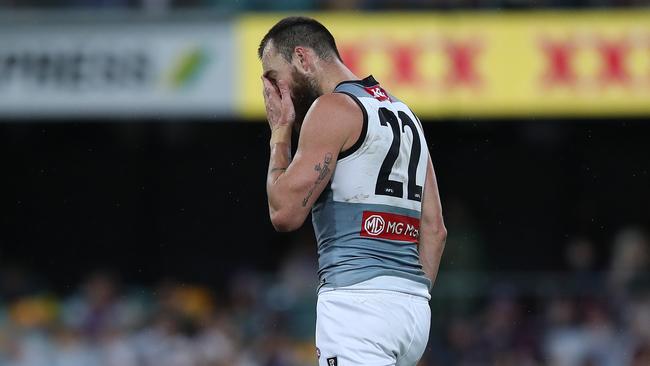 Port Adelaide was convincingly beaten by the Power at the Gabba. Picture: Jono Searle/AFL Photos/Getty Images