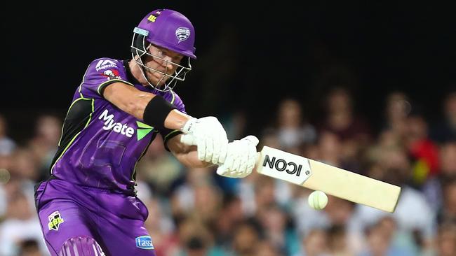 D'Arcy Short batting for the Hobart Hurricanes against the Brisbane Heat on Wednesday night.