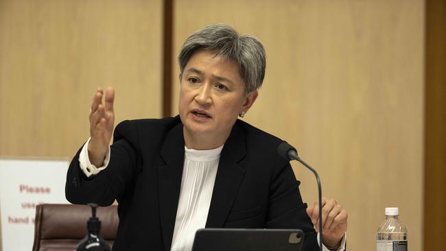 Labor Senator Penny Wong took up the issue of the AUKUS agreement in estimates on Monday. Picture: Gary Ramage / NCA NewsWire