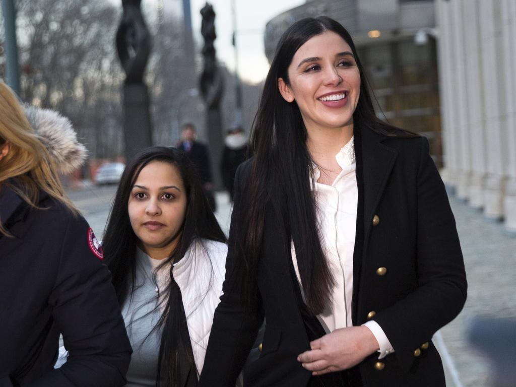 Emma Coronel Aispuro leaves Brooklyn federal court in New York on Thursday, after attending the trial of her husband Joaquin "El Chapo" Guzman. Picture: AP