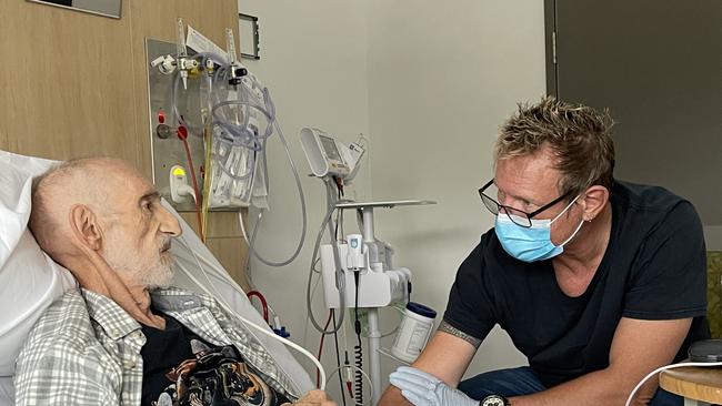 Mark Kilian and his father Frans Kilian at Gold Coast University Hospital. Picture: Supplied