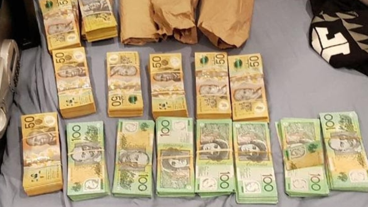 Cash seized by police in the raid. Picture: NSW Police