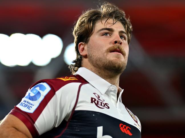 BRISBANE, AUSTRALIA - FEBRUARY 21: Fraser McReight of the Reds takes to the field during the round two Super Rugby Pacific match between Queensland Reds and Moana Pasifika at Suncorp Stadium, on February 21, 2025, in Brisbane, Australia. (Photo by Albert Perez/Getty Images)