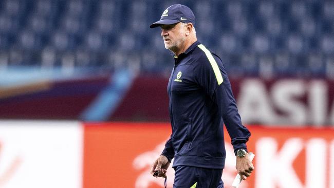 Australia's head coach Graham Arnold attends a training session at Saitama Stadium in Saitama on October 11, 2021, ahead of their FIFA World Cup Qatar 2022 Asian qualification football match against Japan. (Photo by Charly TRIBALLEAU / AFP)