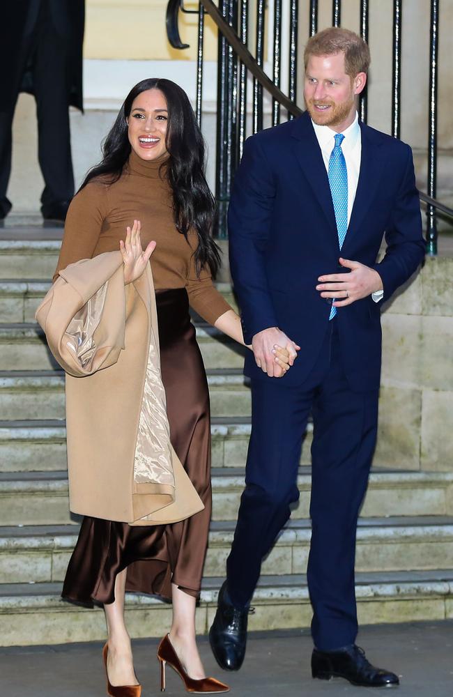 Meghan Markle and Prince Harry seen leaving Canada House in London. Picture: MATRIX