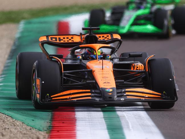 IMOLA, ITALY - MAY 19: Oscar Piastri of Australia driving the (81) McLaren MCL38 Mercedes on track during the F1 Grand Prix of Emilia-Romagna at Autodromo Enzo e Dino Ferrari Circuit on May 19, 2024 in Imola, Italy. (Photo by Lars Baron/Getty Images)