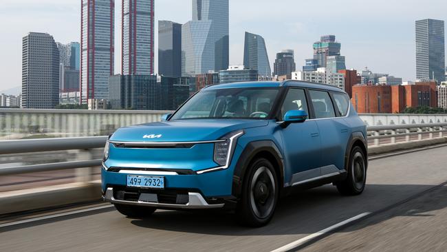 Kia’s EV9 shapes up as the first large seven-seat EV.