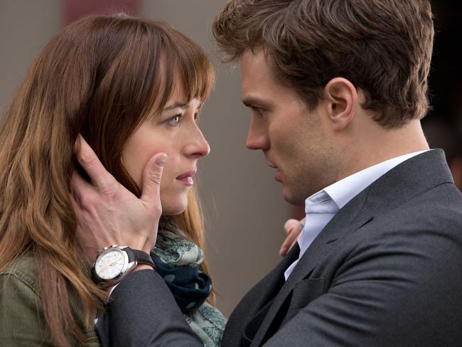 Dakota Johnson as Anastasia Steele and Jamie Dornan as Christian Grey.