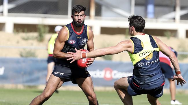 Wayne Milera (left) is out of contract at the end of the season but keen to stay at West Lakes. Picture: Sarah Reed