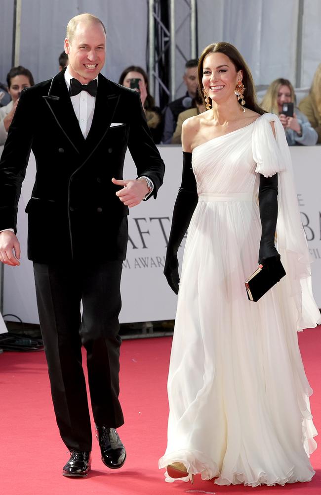 The Princess of Wales hits the 2023 BAFTAs red carpet with Prince William. Picture: Chris Jackson/Getty Images