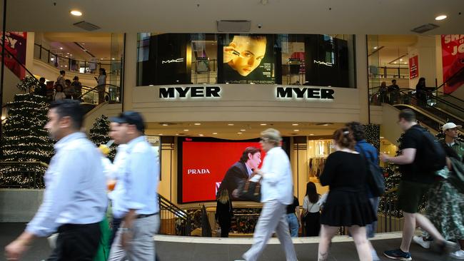 Myer was hit by slowing sales during the critical November to January period. Picture: Gaye Gerard