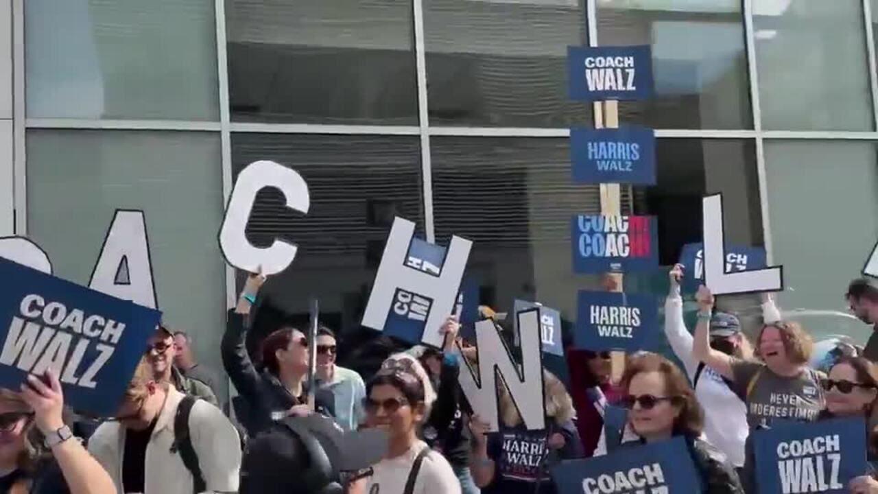 Harris/Walz and Trump/Vance Supporters Rally Outside CBS Ahead of VP Debate