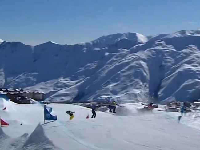 Australia's Winter Olympian Belle Brockhoff (right) flies off the track.