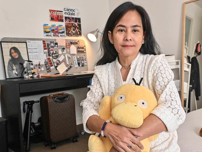 MAY 23, 2024: Novie Badilla in the bedroom of her daughter Alifia Soeryo ,who was killed by a falling tree branch in North Adelaide. Picture: Brenton Edwards