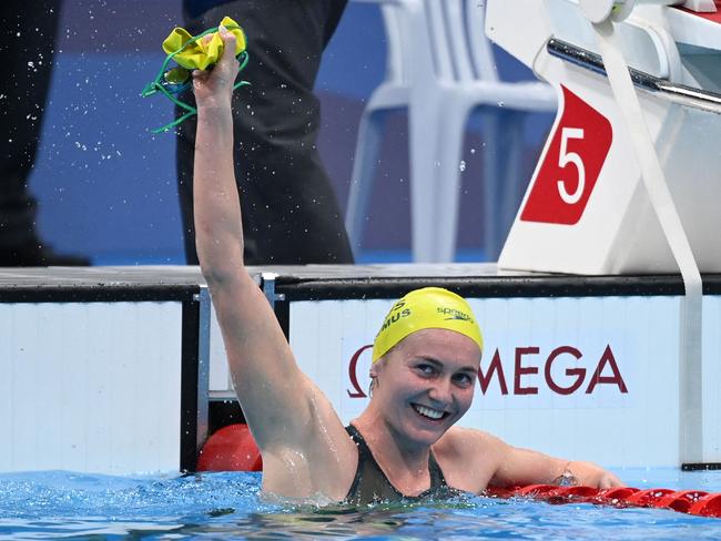 Australia's Ariarne Titmus beat the great Katie Ledecky on her way to the 200-400m freestlye double. Picture: Jonathan Nackstrand/AFP